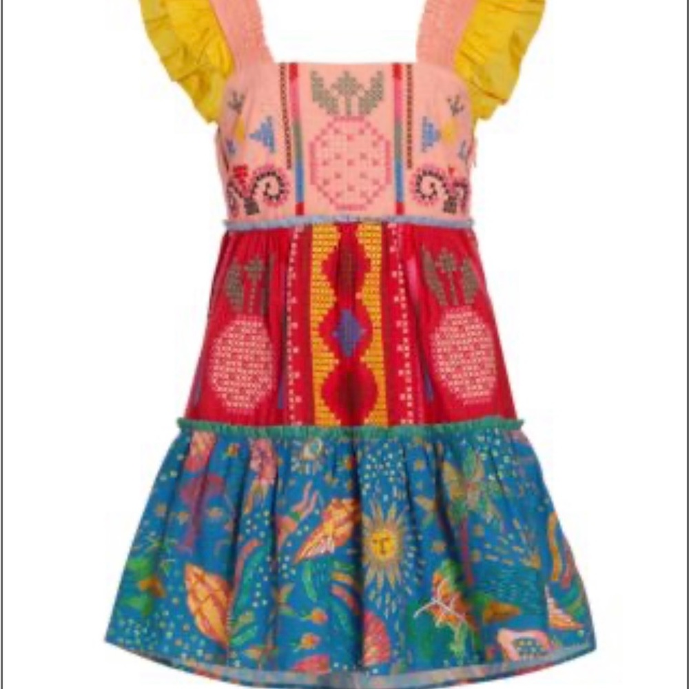 NWT Farm Rio Cross Stitch tiered cotton mini dress in Medium